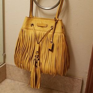 Frye fringe bucket bag